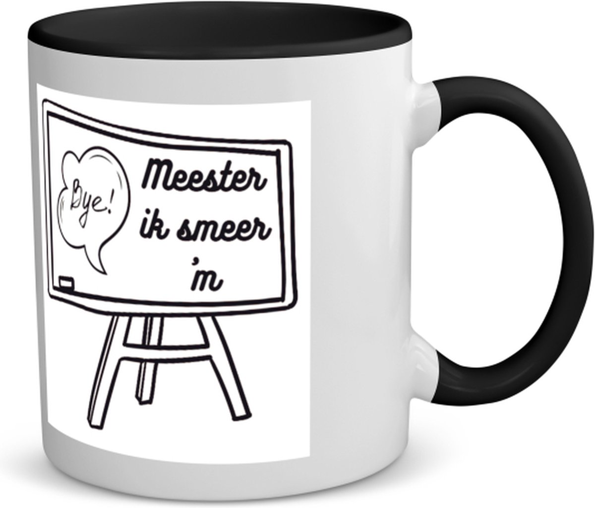 Akyol - meester ik smeer ´m koffiemok - theemok - zwart - Meester - meester - leraar - 350 ML inhoud