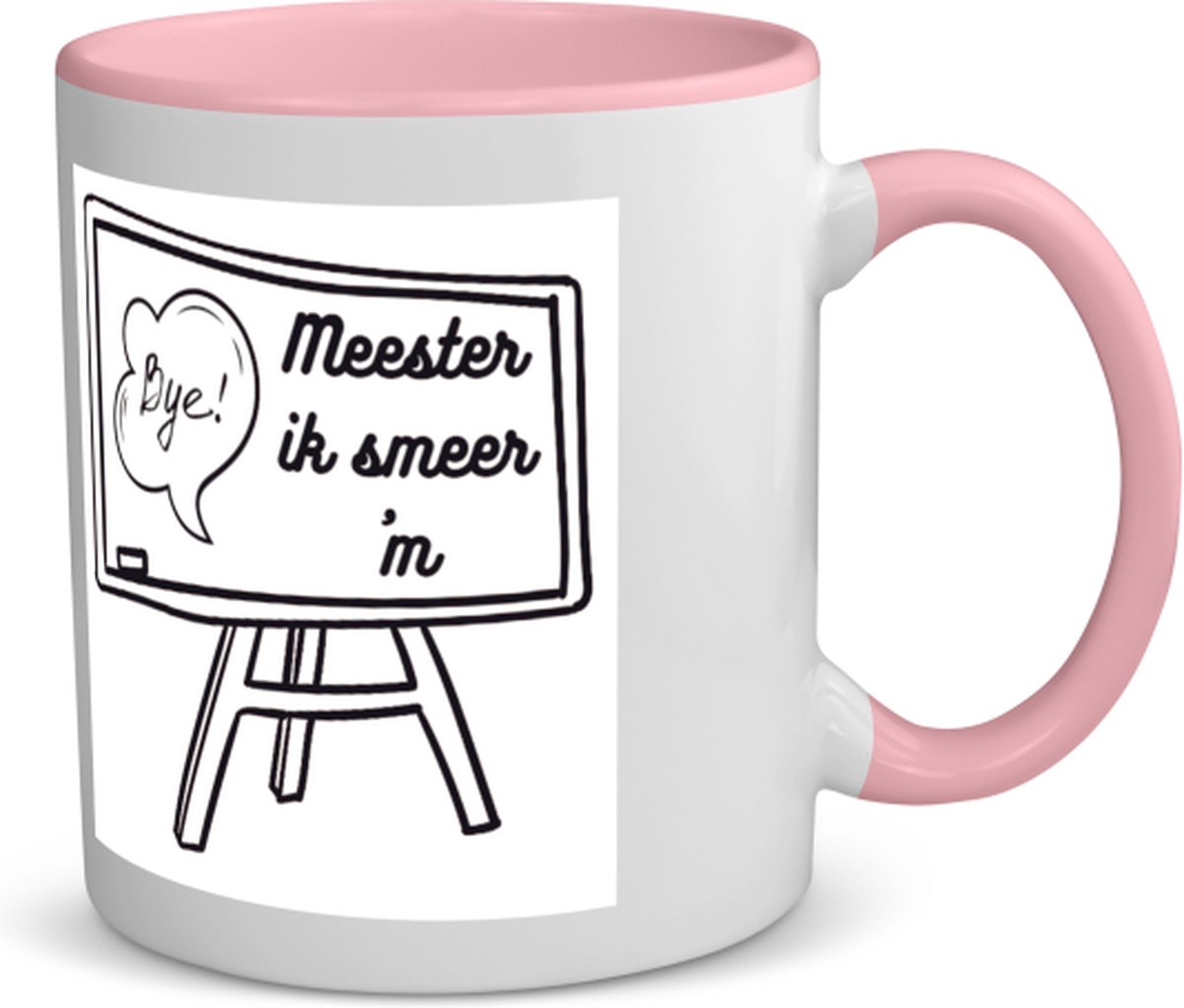 Akyol - meester ik smeer ´m koffiemok - theemok - roze - Meester - meester - leraar - 350 ML inhoud