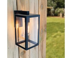 HOFTRONIC - Brooks LED E27 Wandlamp Klassiek / Modern - IP44 waterdichte Wandlantaarn - Geschikt voor binnen en buiten - Aluminium + glas - 3 jaar garantie