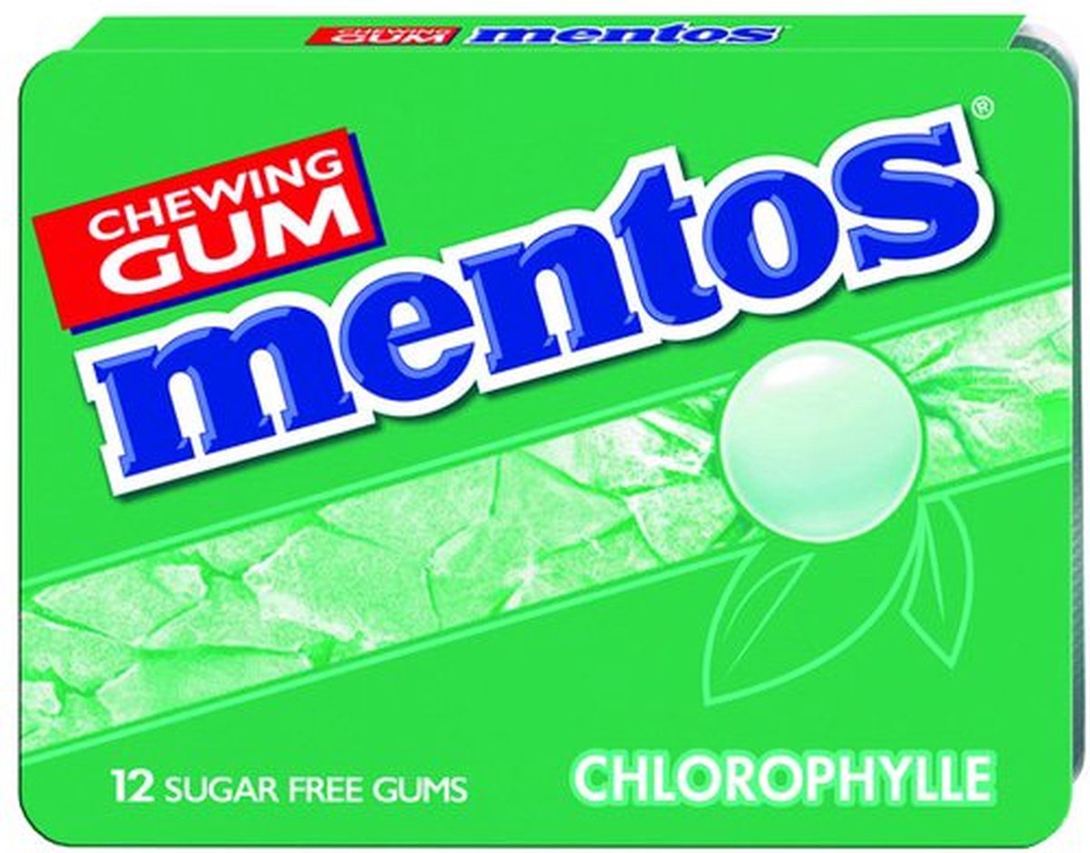 Mentos | Gum | Chlorophylle | Blister | 12 stuks | Omdoos 8x