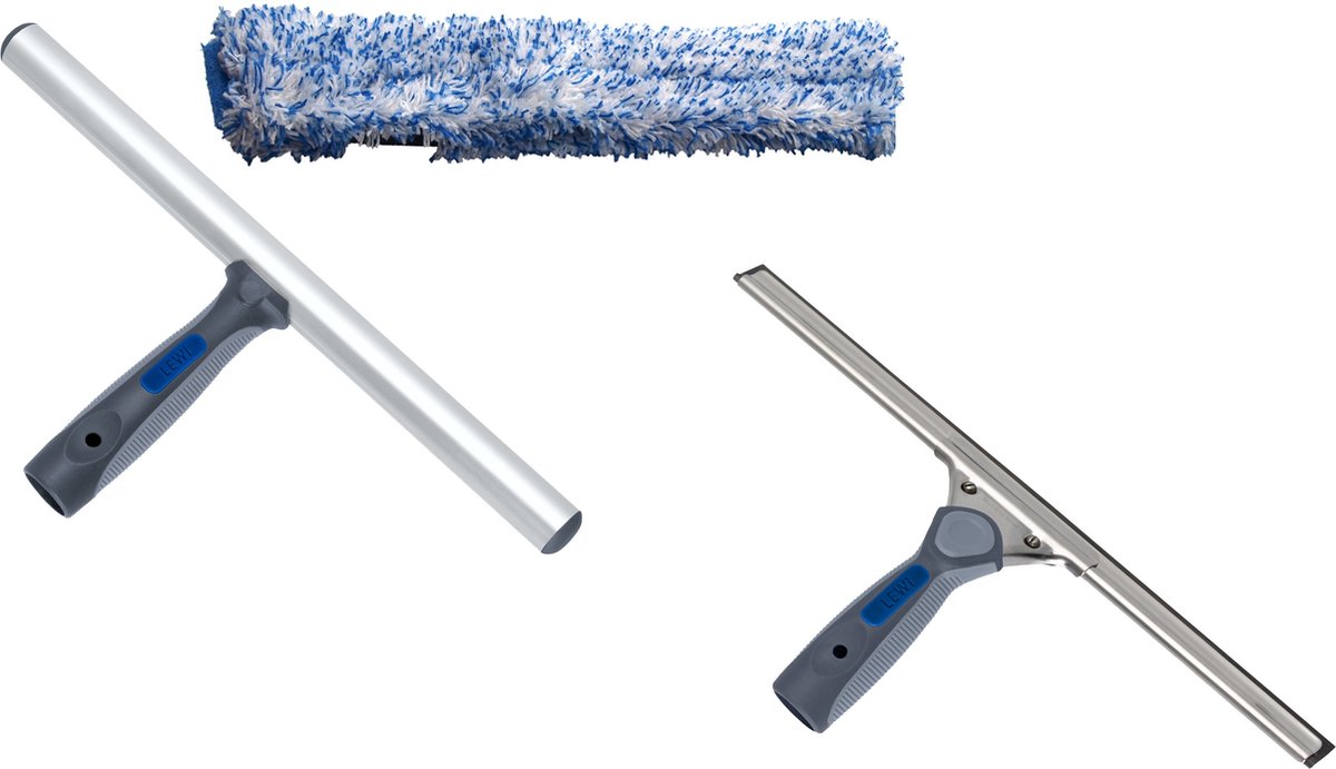 Goedkoopste Lewi professional Raamtrekker 25 cm en inwasser met hoes 25 cm grijs met soft Ergonomic twee componenten greep