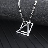 Driehoek & Vierkant Ketting - Zilverkleurig 60cm - Cadeau voor Mannen - Roestvrij Staal - Pax Amare