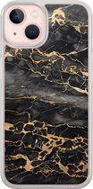 Casimoda® hoesje - Geschikt voor iPhone 13 - Marmer Grijs Brons - 2-in-1 case - Schokbestendig - Marble design - Verhoogde randen - Grijs, Transparant