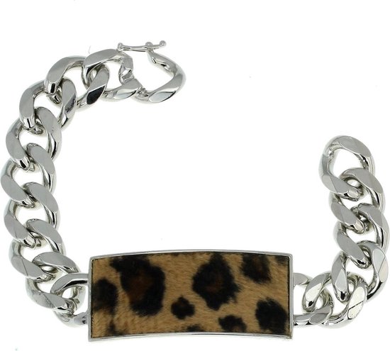 Behave Schakel armband met leopard - tijgerprint