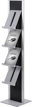 Brochurerek Totem met Stalen Legplanken Zwart - Syna BRTBL4S - Horeca & Professioneel