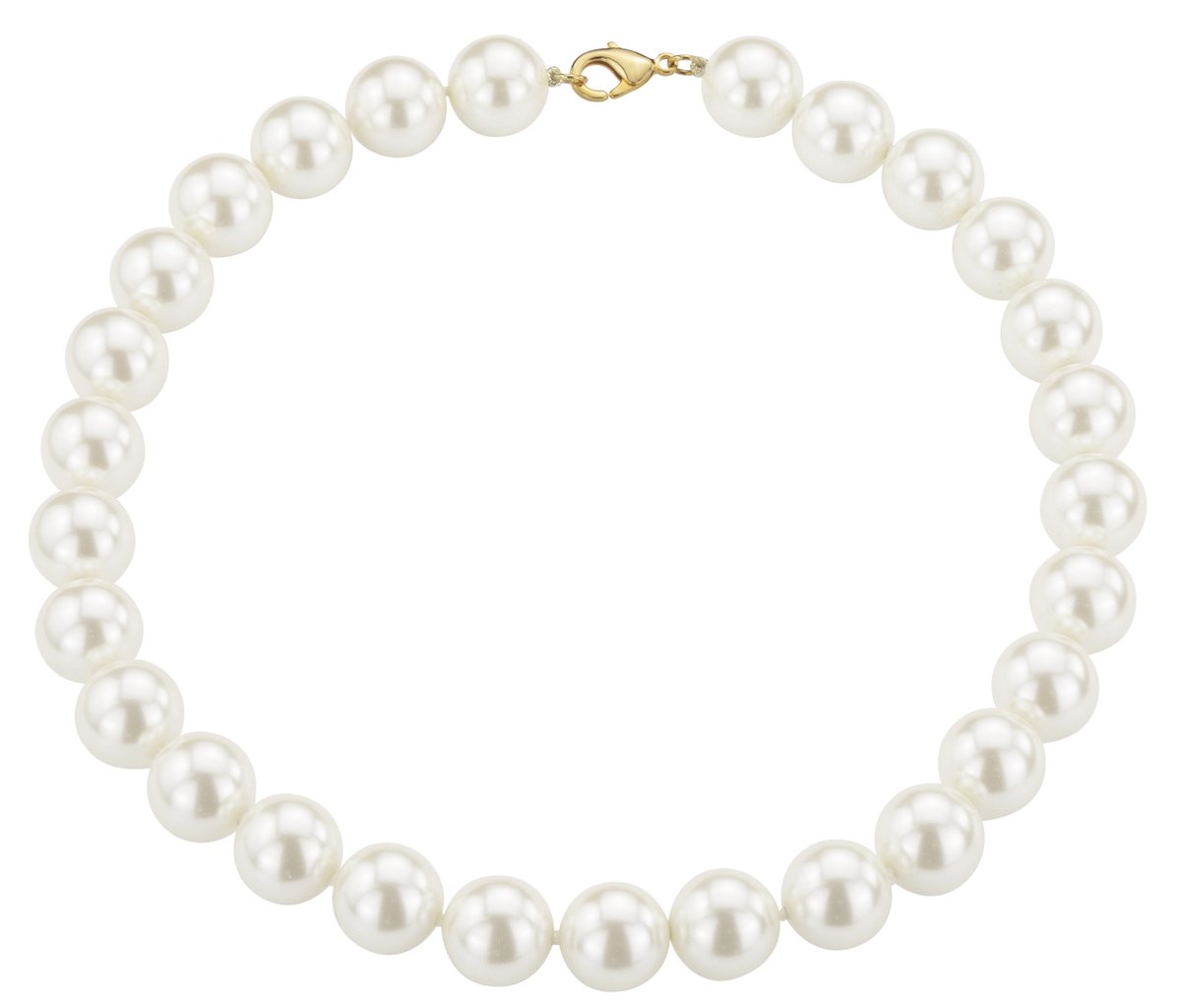 Traveller Parelcollier - Parelketting dames - Wit - 14 mm - 45 cm - Goudkleurig - 741445