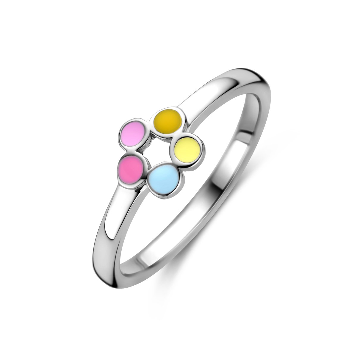 YO&NO - Ring - Zilver - Aanschuifring - Bloem - 13mm - 6mm - Kinderen - Gerhodineerd - Zilver 925