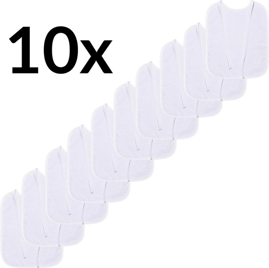 Funnies Slabben 10-Pack | Wit | Set Van 10 Stuks | Slab met koordjes | Slabbers