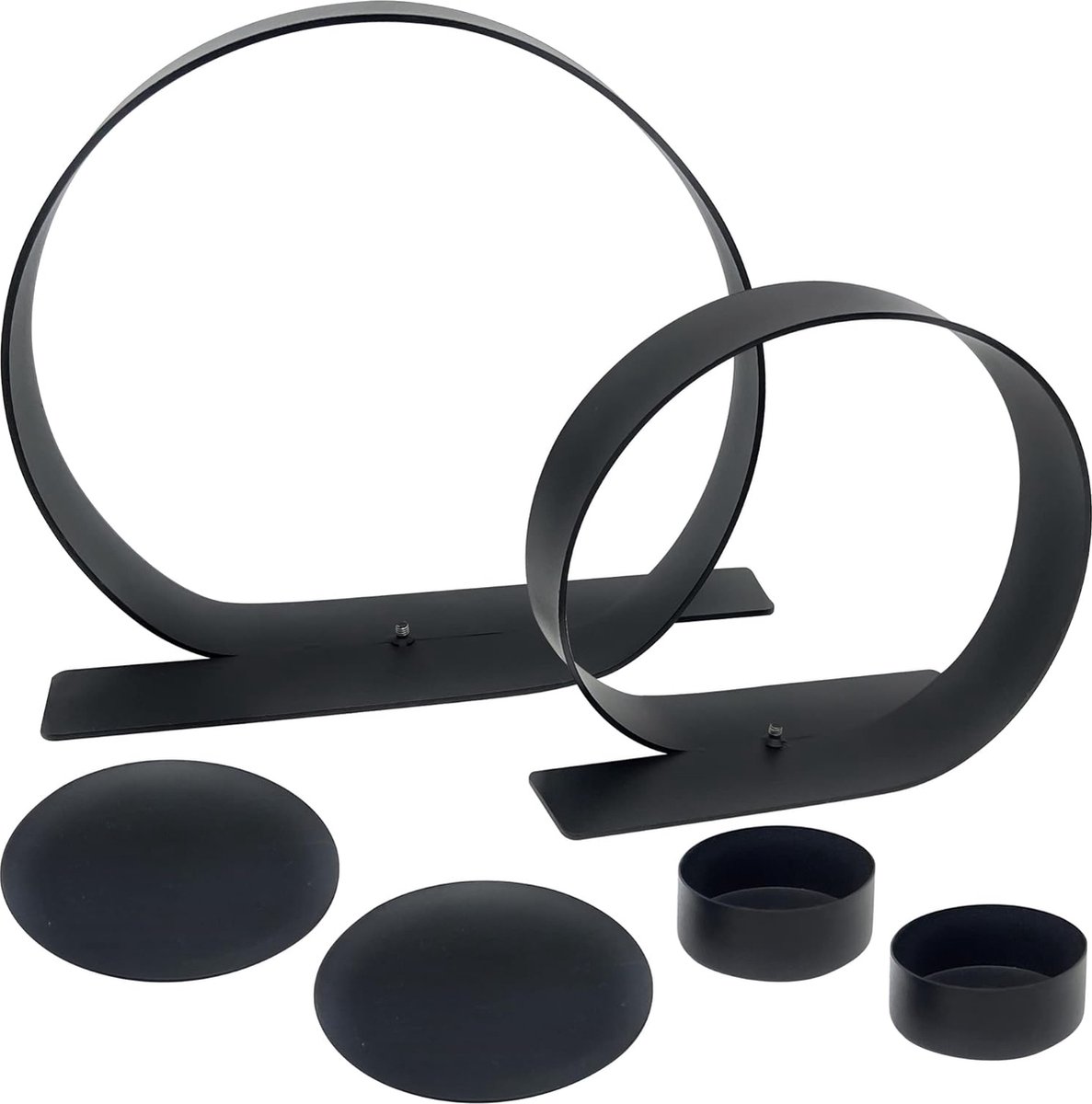 Candle Holders Set of 2 | Two-in-One | Tea Light Holder and Candle Holder for Pillar Candles & Decorative Glasses | Black | Modern Design | Timeless Gift