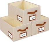 3 stuks stoffen opbergdozen, opvouwbare opbergkist, organizer met handvat, grote opbergmand, opbergdozen voor kledingkast, kleding, boeken en speelgoed (40 x 30 x 20 cm, beige)