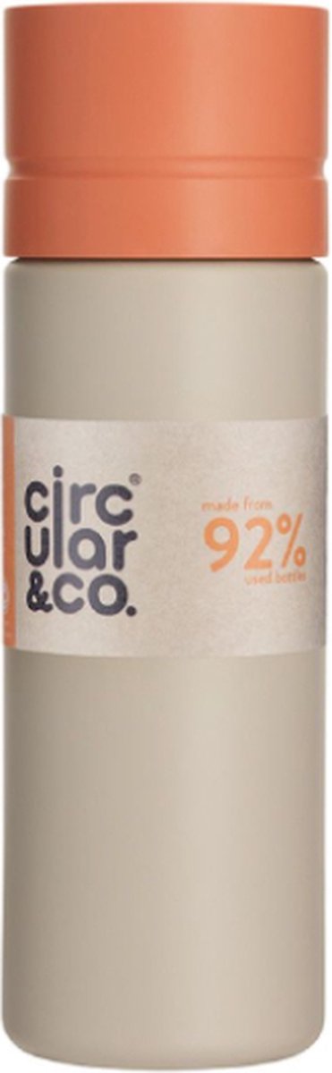 Circular&Co. herbruikbare to go waterfles 21oz/600ml crème/oranje