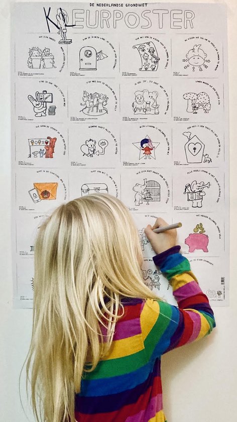 Little Vandals Grondwet - Kleurposter - educatief - leuk - duurzaam - samen kleuren - XL kleurplaat