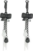 Behave Oorbellen - dames - oorringen - zwart - met strikje - 7cm
