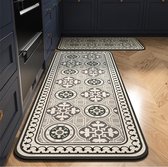Kitchen Rug Sets, 2 Piece Non-Slip Kitchen Mats and Rugs Runner Set, Rubber Backing Super Absorbent Washable Floor Mats, 43 x 75 + 43 x 120 cm