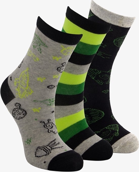 3 paar kinder sokken met print - Grijs - Maat 27/30