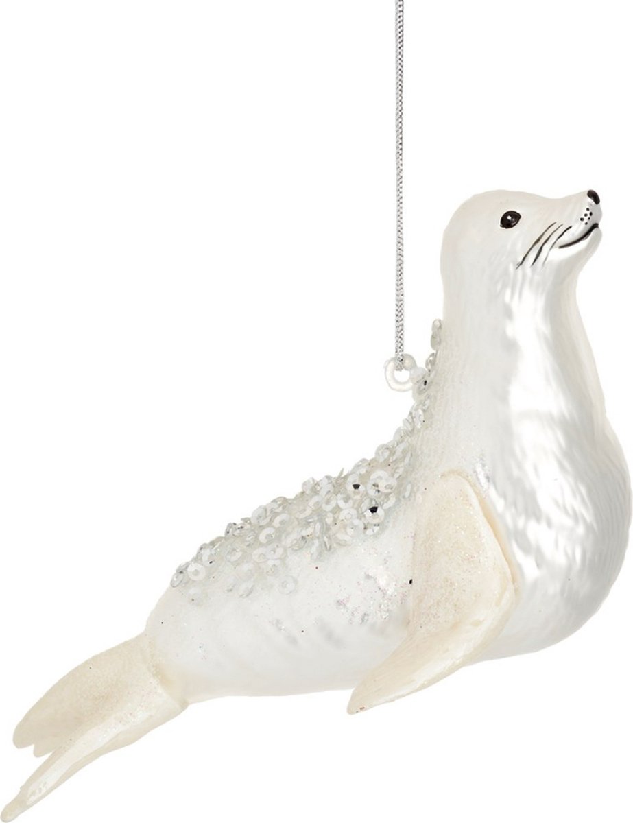 Sass & Belle Zeehond Kerstbal - Sass & Belle grijs