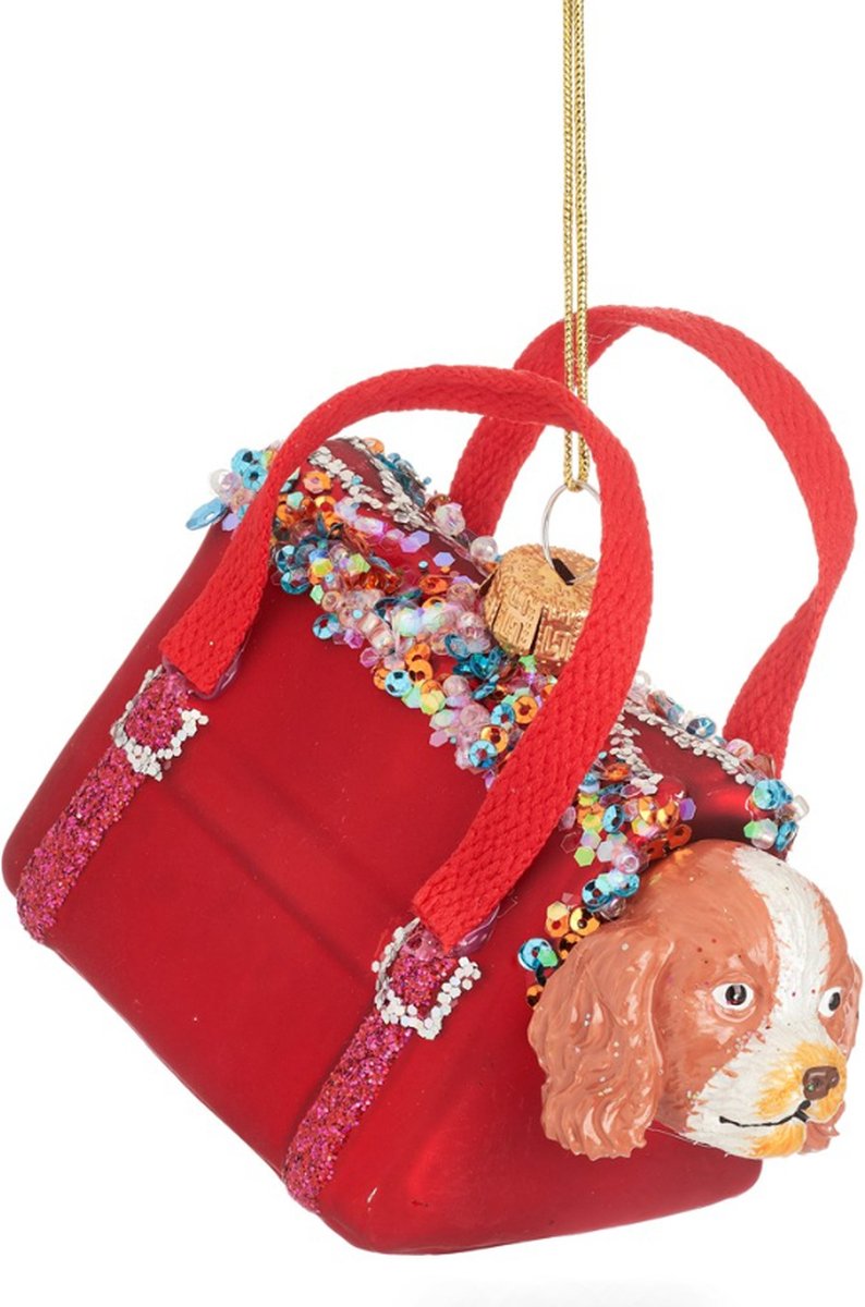 Sass & Belle Hond in handtas Kerstbal - Sass & Belle bruin