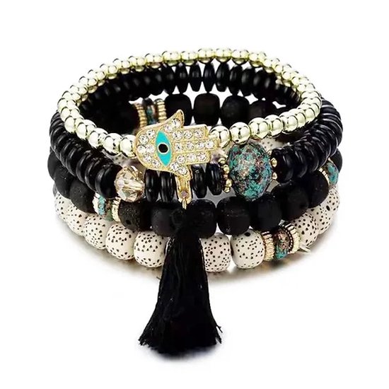 Bracelet Perles de Bohême - Zwart