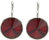 Behave Oorhangers Dames - rond 14 mm diameter - Siam Red Rode Swarvoski Elements Kristal steen – Oorbellen 2.2 cm lang