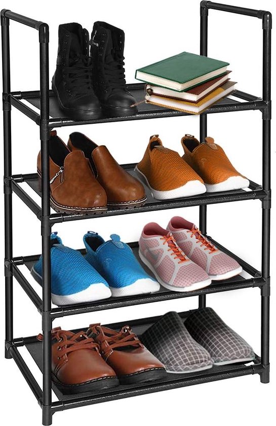 Schoenenrek 4 lagen 8-10 paar Stevig lichtgewicht schoenorganizer Ontwerp voor kleine ruimtes Vrijstaand schoenenrek in kast Ingang Hal Woonkamer