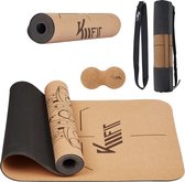 KM-Fit Yoga mat - Fitness mat - Sport mat - extra dik - anti slip - gemaakt van natuurrubber, TPE en katoen - Incl. yogariem & fascia duoball - Zwart