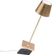 Zafferano Poldina Pro Lampe de Table - Lampe d'Extérieur Rechargeable Or - Lampe de Bureau Sans Fil - Lampe LED Dimmable - Lampe de Jardin avec Station de Recharge Sans Fil - 38 cm x Ø 11cm