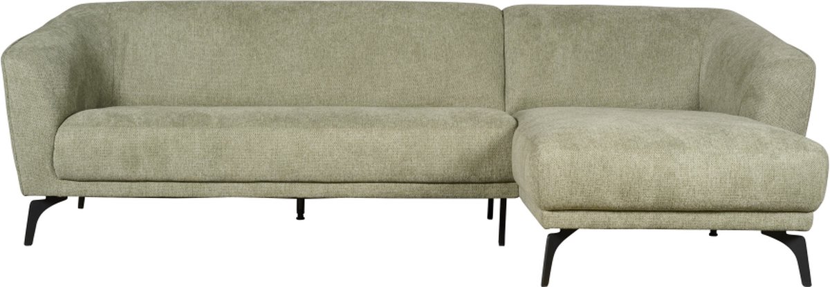 Hoekbank Cardiff - Stof / Metaal - Groen / Zwart - 279x84x164 cm (BxHxD) - Divan Rechts