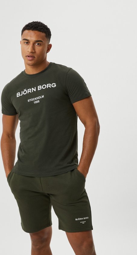 Björn Borg logo T-shirt - donkergroen - Maat: XL