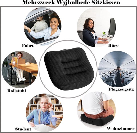 WYJHNL Ergonomisch/orthopedisch zitkussen kussen voor bureaustoel/auto, zitkussen/stoelverhoging auto volwassenen, zitverhoging voor achteren, rugpijn, vloer, stoel, 40 x 40 cm, roze