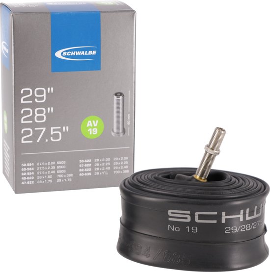 Schwalbe Binnenband AV19 - 27.5/29 inch - 40/62-622 - 40 mm - AV - Butyl rubber - Zwart