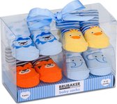 BRUBAKER 4 Paar Babysokken voor Jongens 0-12 Maanden - Babyshower - Cadeau - Baby Geschenkset voor Pasgeborenen in Geschenkverpakking met Strik - Dierensokken