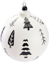 BRUBAKER Premium Kerstbal, Wit, Kerstbomen, 10 Cm, Mat En Handbeschilderd, Glazen Kerstballen Met Porseleinen Toppen, Kerstboomversiering