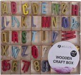 Wooden Letters - Jolly Craft Studio - Happy Art - Gekleurde letters en cijfers in hout - 117 Stuks
