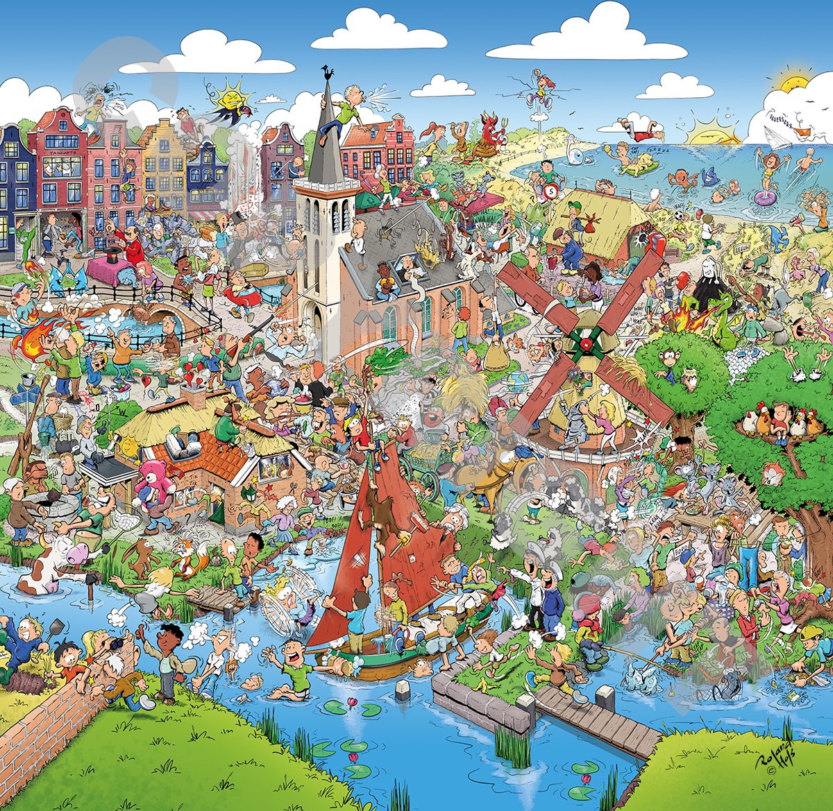 Cartoon plafondplaat - Poster - Roland Hols - 222 Spreekwoorden en Gezegden - 60 x 60 cm - Forex 5 mm dik - Tandarts - Orthodontist -Mondhygiënist - Fysiotherapeut - Schoonheidsspecialist - Ziekenhuis - Huisarts - voor boven de behandelstoel