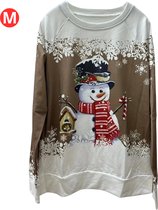 Livano Kersttrui - Dames - Foute Kersttrui - Christmas Sweater - Kerst Sweater - Christmas Jumper - Pyjama - Pullover - Sneeuwpop - Khaki - Maat M