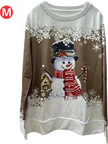 Livano Pull de Noël - Femme - Mauvais pull de Noël - Pull de Noël - Jumper de Noël - Pull de Noël - Pyjama - Pull - Bonhomme de neige - Kaki - Taille M