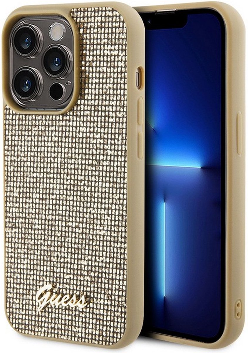 Guess Square Mirror Back Case - Geschikt voor Apple iPhone 15 Pro (6.1") - Goud