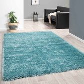Hoogpolig Vloerkleed Blauw / Turquoise - Zacht Tapijt - 200x290 cm - Carpet