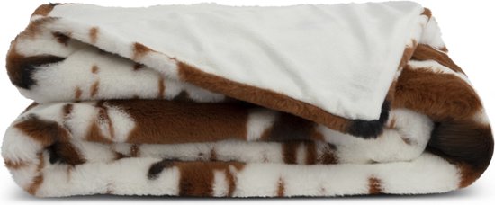 Lunetta Home - Plaid - Fake Fur ( Bont ) - Lavalle Cow - Koeienprint - Bruin - Wit - 130x170 cm - Deken