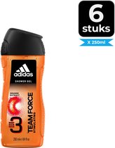 Adidas Team Force Douchegel 250 ml - Voordeelverpakking 6 stuks