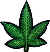 Weed Wiet Hennep Cannabis Blad Strijk Embleem Patch S 5.3 cm / 5.5 cm / Groen