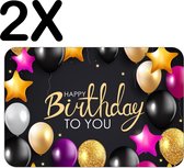 BWK Flexibele Placemat - Verjaardag - Balonnen - Happy Birthday - Set van 2 Placemats - 45x30 cm - PVC Doek - Afneembaar
