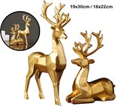 Levabe - Nordic Kerst Rendier beeldjes - Herten - woonkamerdecoratie - goud - decoratie - gouden decoratie - Set - Goud