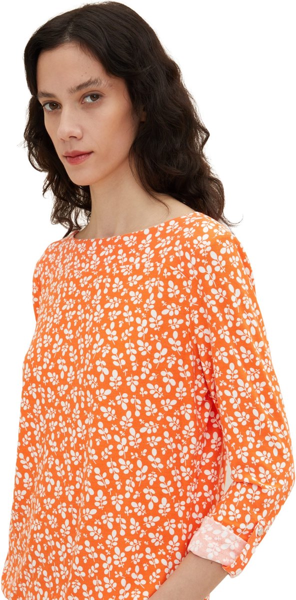 Tom Tailor - T-shirt - Maat S - Vrouwen - 31119 red flora - Viscose