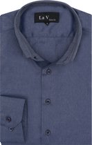 La V heren overhemd slim fit met strijkvrij blauwe jean XL