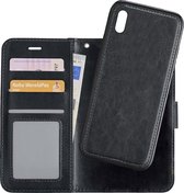 Hoes Geschikt voor iPhone X Hoesje Bookcase Hoes 2-in-1 Uitneembaar Cover Hard Case - Zwart