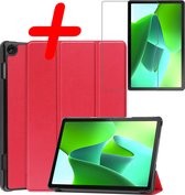Hoesje Geschikt voor Lenovo Tab M10 (3rd gen) Hoes Case Tablet Hoesje Tri-fold Met Screenprotector - Hoes Geschikt voor Lenovo Tab M10 (3e gen) Hoesje Hard Cover Bookcase Hoes - Rood