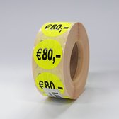 “€80" Prijs Stickers op rol 35mm geel - 1000ex.