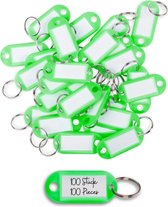 WINTEX Sleutelhanger met Labels - 100 stuks - Heavy Duty Sleutelringen - Gekleurde Sleutelhanger met ring en etiket - Groen