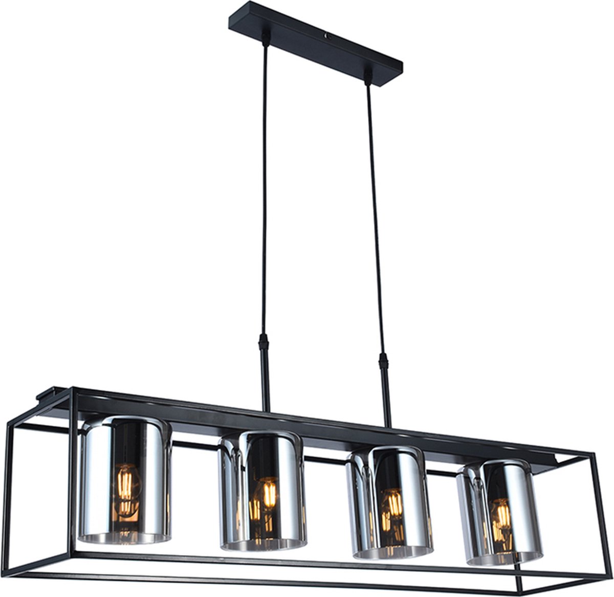 Olucia - JESSA - Hanglamp - Zwart - 4L - Vorm: Rechthoek